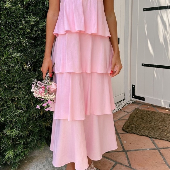 SHOW ME YOUR MUMU Meet Cute Dress In Light Pink Taffeta - Picture 5 of 7